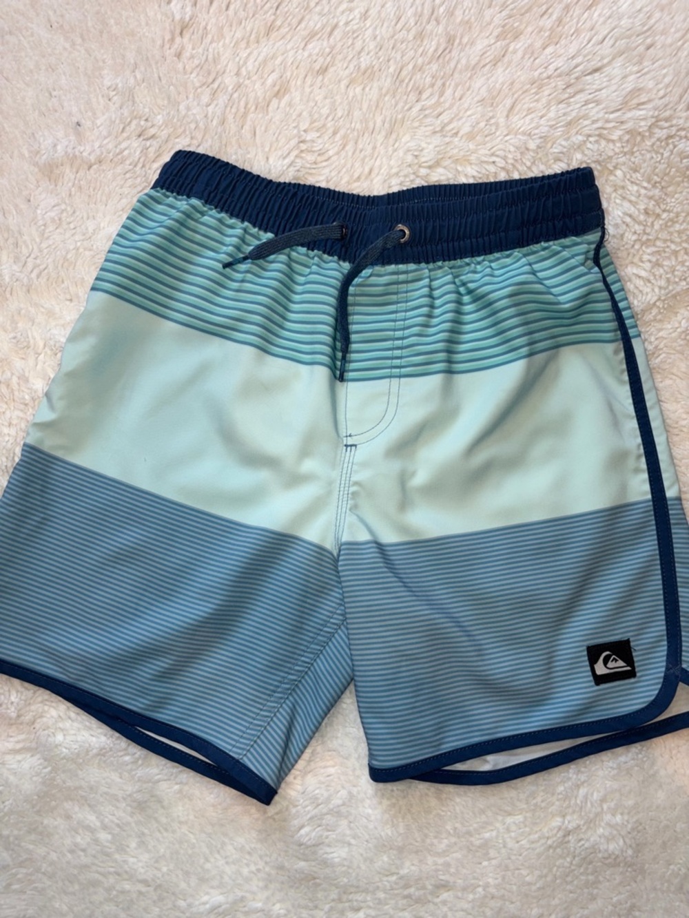 Quiksilver Boy 10/12 Surfsilk Tijuana Volley Blue Stripe Board Shorts Swim Trunk